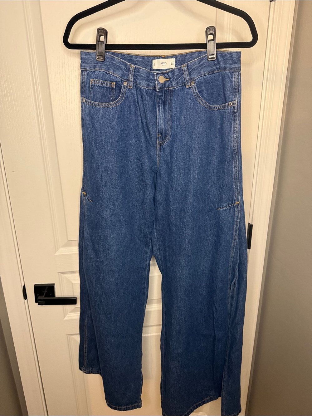 High-Rise Wide-Leg Jeans in Classic Blue Denim